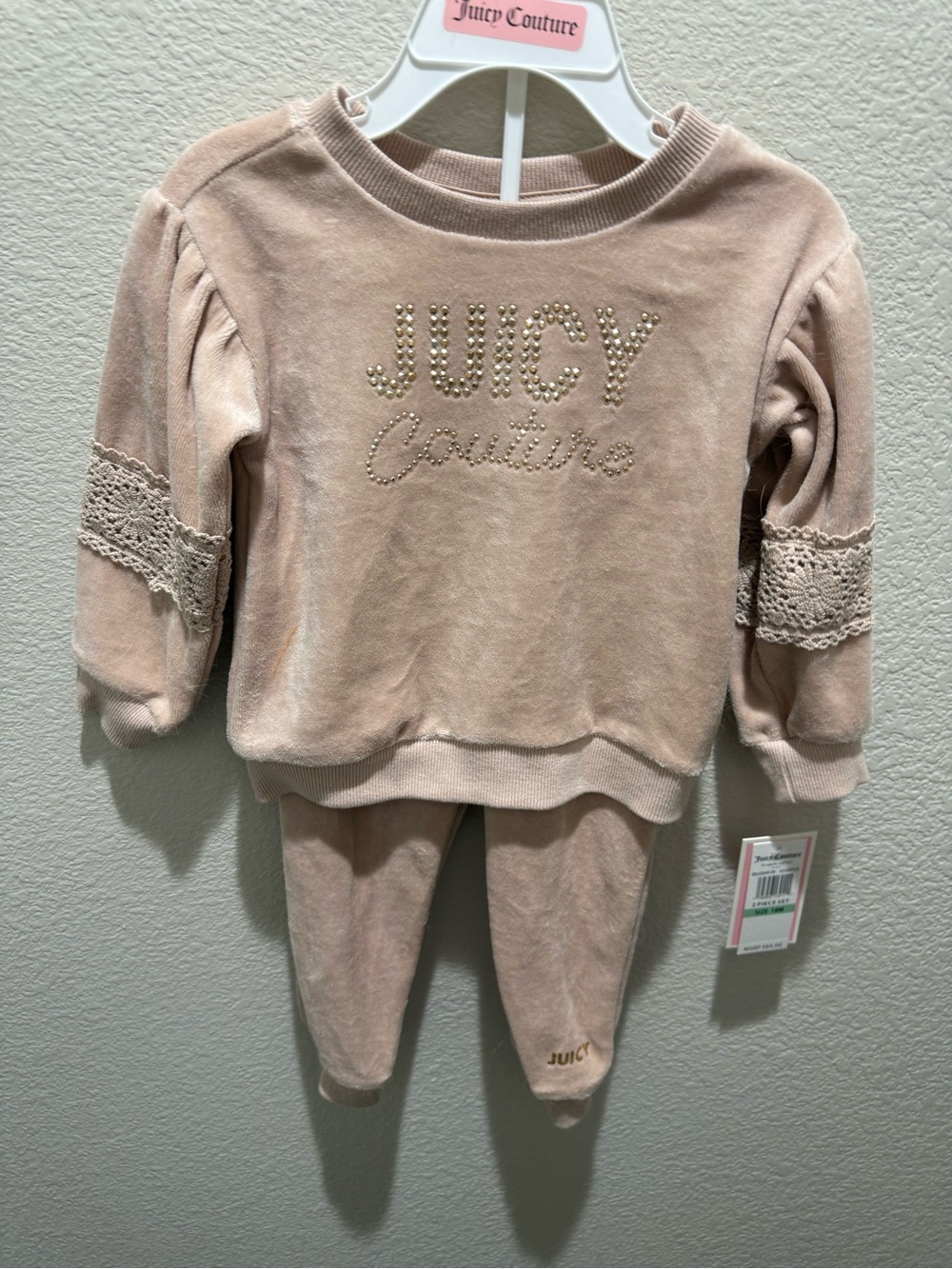 Juicy Couture Embellished Velour Top in Blush